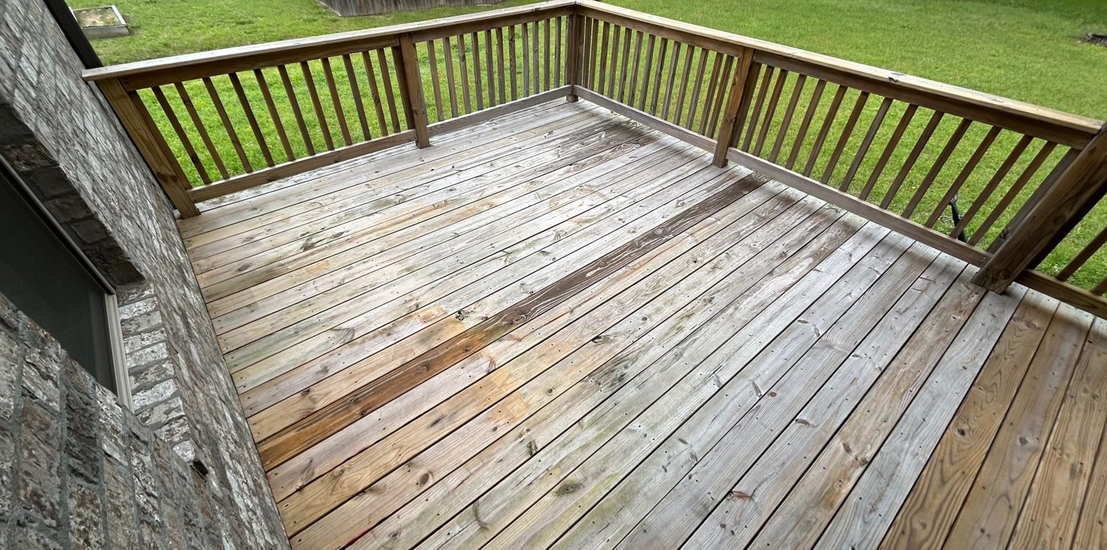 Weathered deck before staining