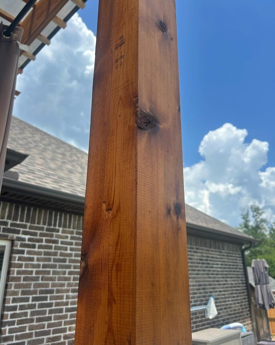 Stained ceiling beams