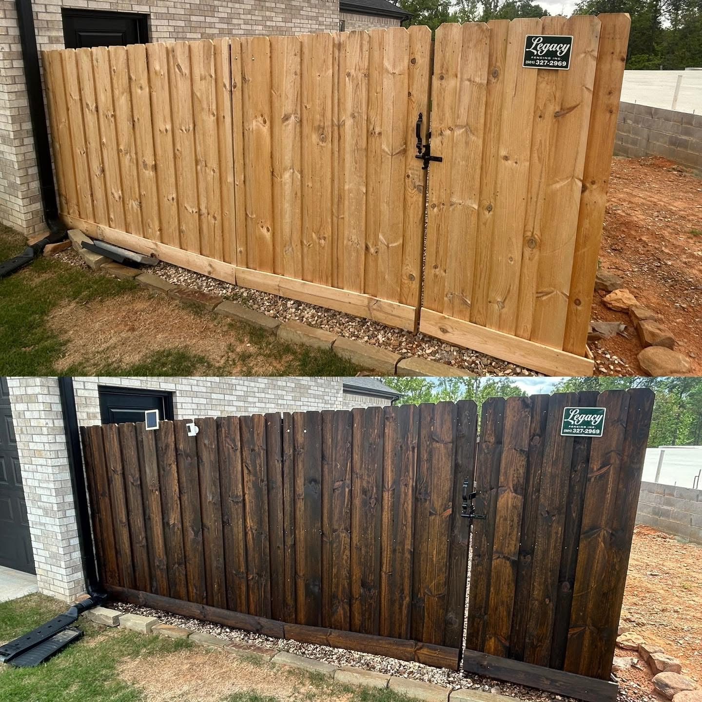 Stained privacy fence