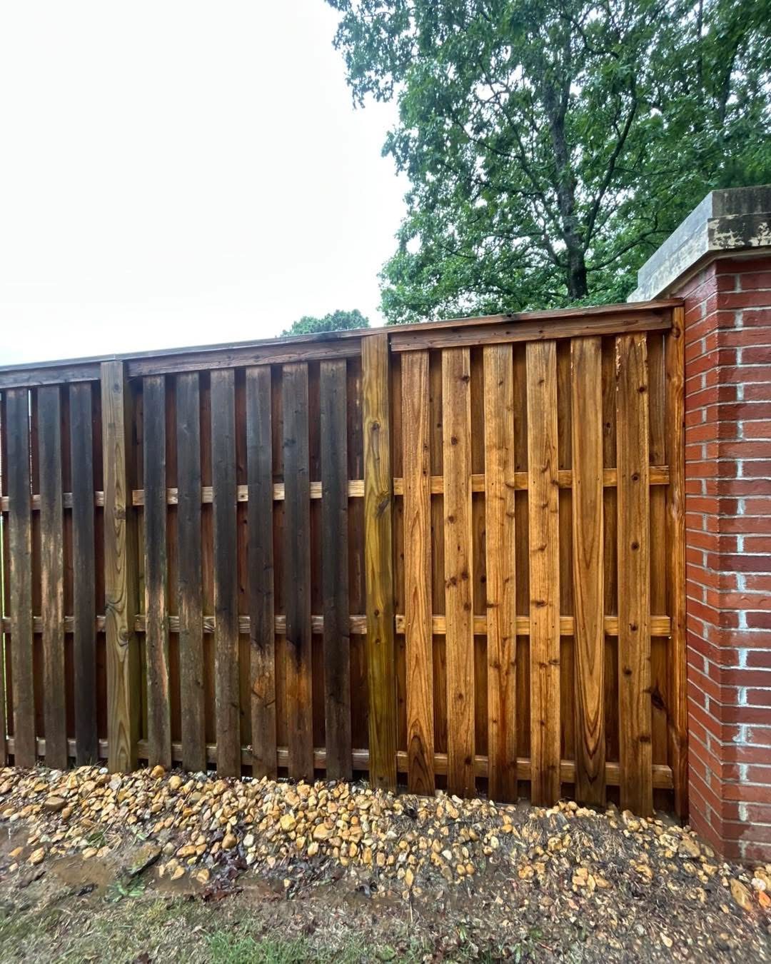 Stained wood fence
