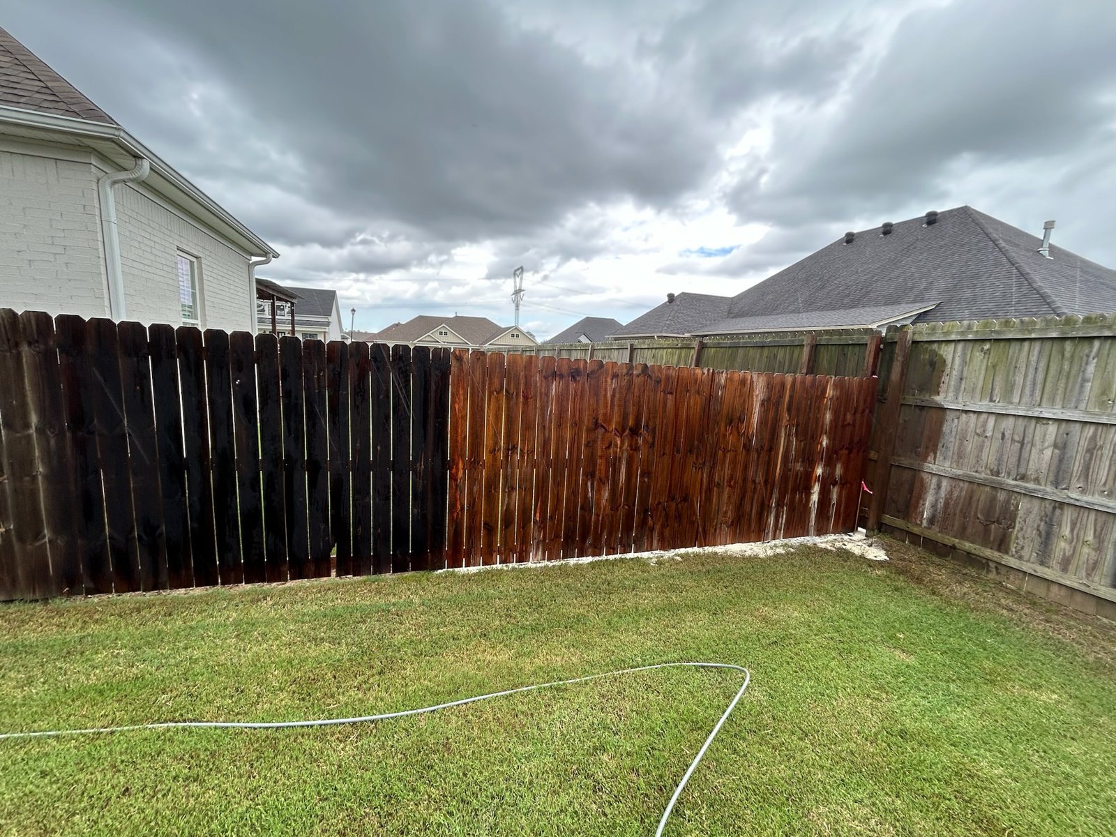 Stained wood fence