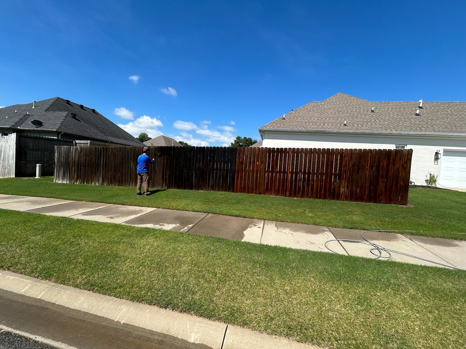 Stained wood fence
