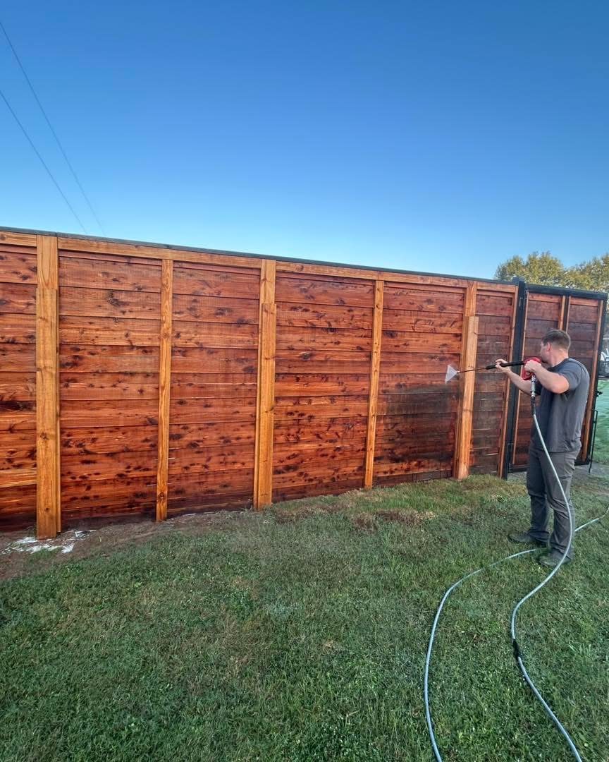 Stained wood fence