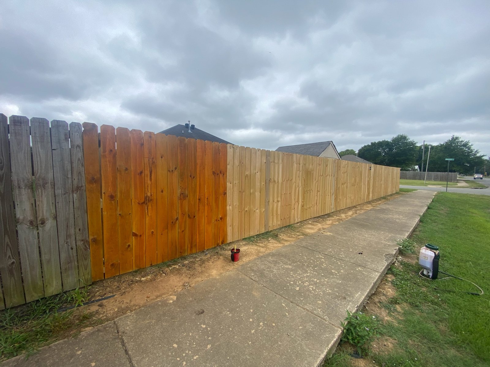 Stained wood fence