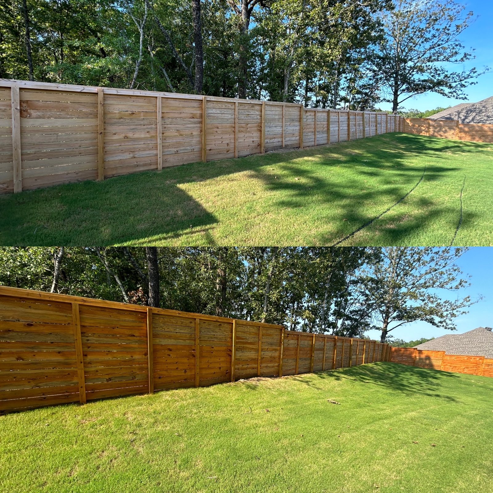 Stained wood fence