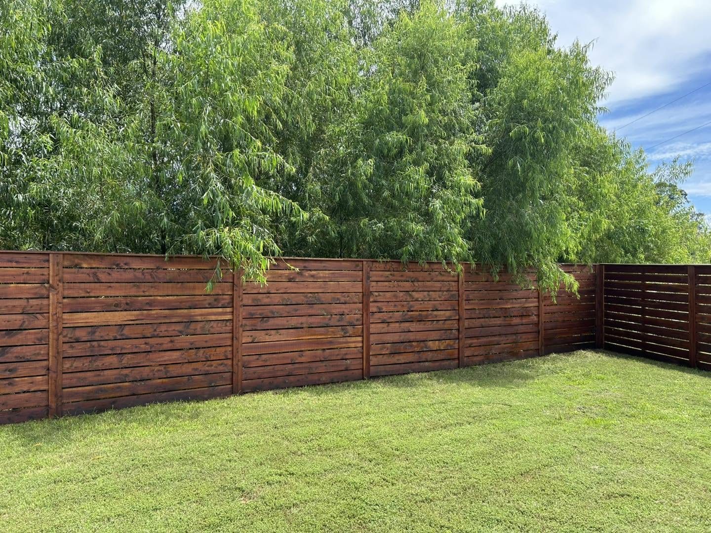 Stained wood fence