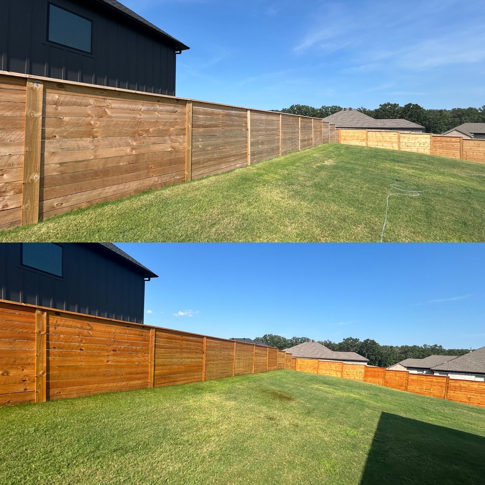 Stained wood fence