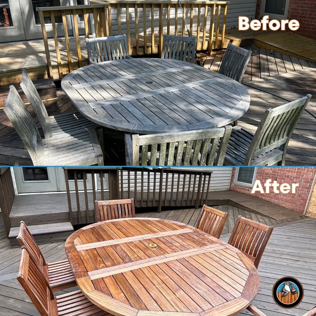 Refinished outdoor wood furniture