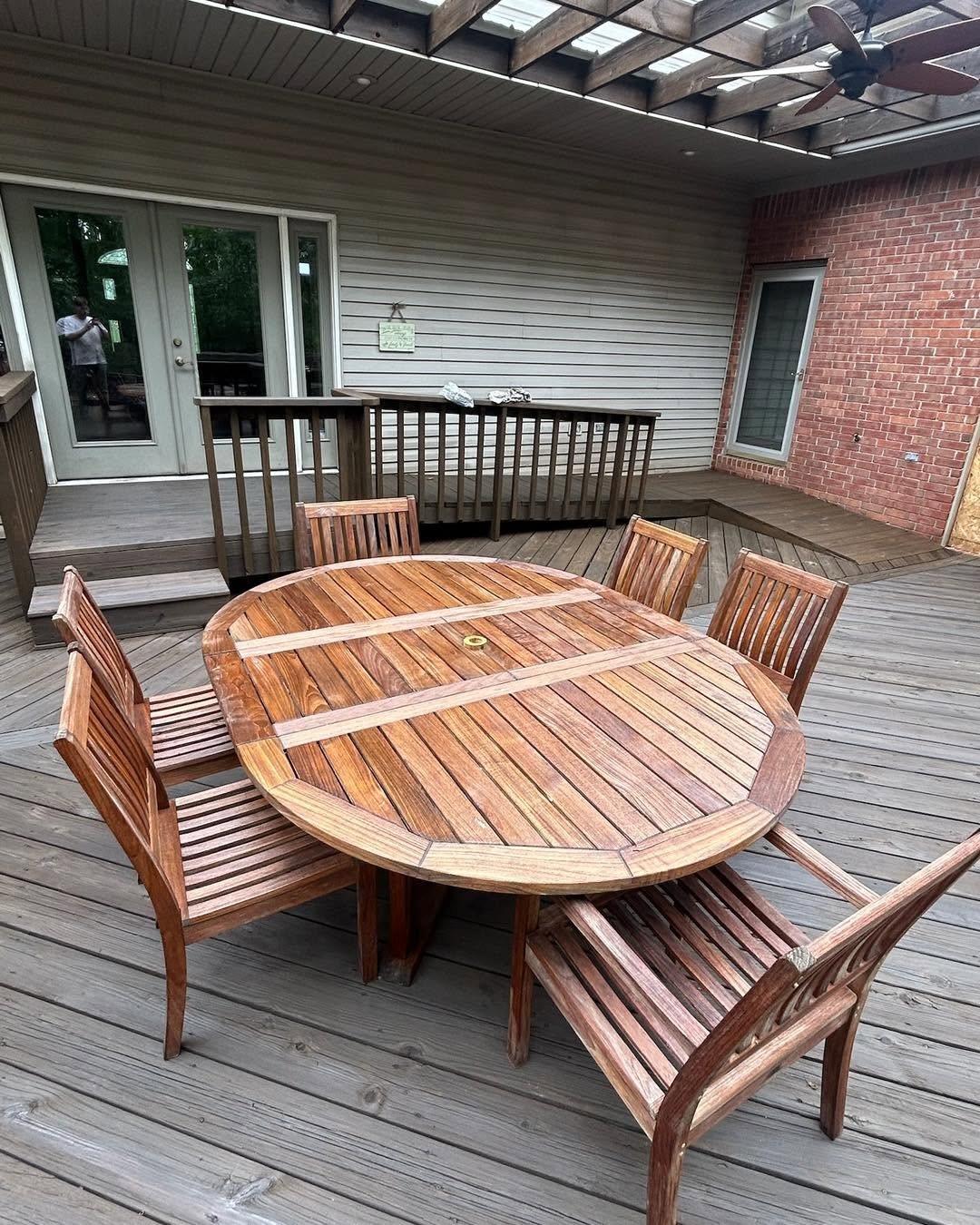 Refinished outdoor wood furniture