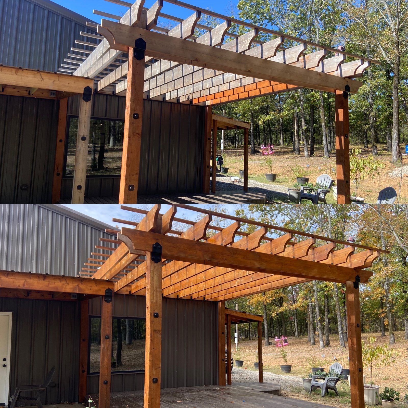 Stained pergola